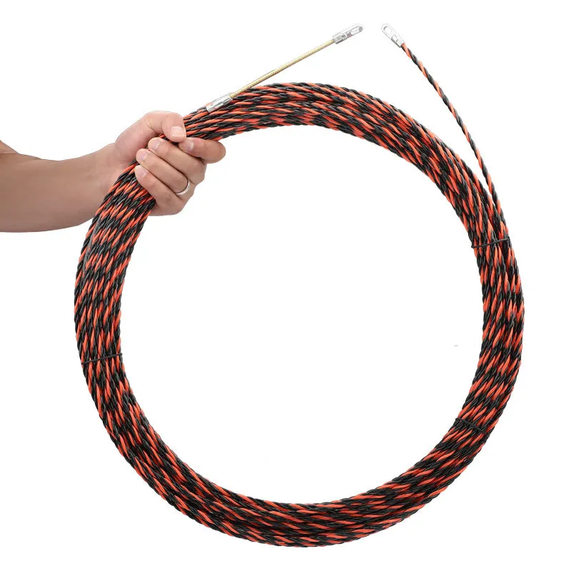 10-50m Steel Fish Tape Wire Puller – Flexible Spring Steel Electrical Cable Pulling Tool with Reel, Electrician Conduit Threading Kit for Wall & Ceiling Wiring